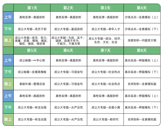 成公教育面试班课程表 成公教育面试班课程表
